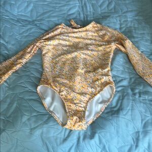 Art Class Yellow and White Swim Bodysuit with Long Sleeves